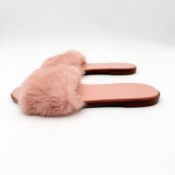 Louis Vuitton LV Lock Pink Mink Fur Slides Sandals EU 38 US 8 - Picture 4 of 13